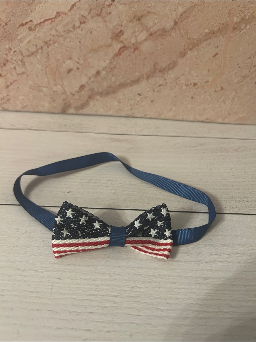 Pet Patriotic Bow Headband - Blue, Red & White
